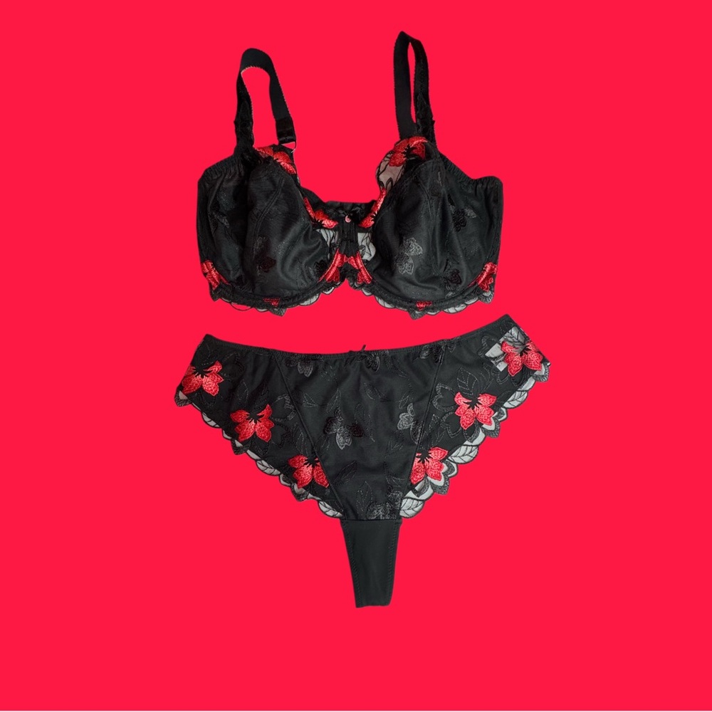 Fantasie Lace Embroidered Bra and Panty Set